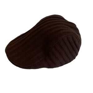Linea Uoma Cotton Blend Brown Ribbed Ivy Flat Cap Hat Size, Preppy, M/L